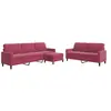 vidaXL Ensemble de canapés 3 pcs avec coussins Rouge bordeaux Velours