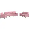 vidaXL Ensemble de canapés 3pcs et coussins et traversins rose velours
