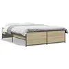 vidaXL Cadre de lit chêne sonoma 135x190 cm bois d'ingénierie et métal