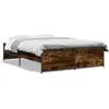 vidaXL Cadre de lit chêne fumé 120x190 cm bois d'ingénierie et métal
