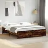 vidaXL Cadre de lit chêne fumé 180x200 cm bois d'ingénierie et métal