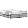 vidaXL Cadre de lit sonoma gris 150x200 cm bois d'ingénierie et métal