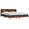 vidaXL Cadre de lit chêne fumé 180x200 cm bois d'ingénierie et métal