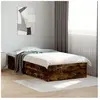 Vidaxl - Cadre de lit avec tiroirs sans matelas chêne fumé 90x190 cm