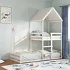 vidaXL Lit superposé avec toit blanc 90x200 cm bois de pin massif