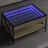 vidaXL Table basse avec LED infini chêne sonoma 70x50x38 cm