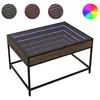 vidaXL Table basse avec LED infini chêne marron 70x50x41 cm