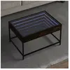 vidaXL Table basse avec LED infini chêne fumé 70x50x41 cm