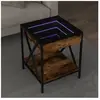 vidaXL Table basse avec LED Infinity chêne fumé 40x40x49 cm