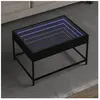 vidaXL Table basse avec LED infini noir 70x50x41 cm