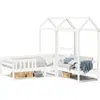 vidaXL Ensemble de lit et de banc avec toit 75x190 cm bois massif pin