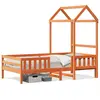vidaXL Cadre de lit avec toit cire marron 75x190 cm bois massif de pin
