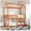 vidaXL Lit superposé avec toit cire marron 90x190cm bois massif de pin