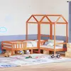 vidaXL Ensemble de lit et de banc avec toit 90x200 cm bois pin massif