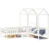 vidaXL Ensemble de lit et de banc avec toit 80x200 cm bois massif pin