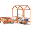 vidaXL Ensemble de lit et de banc avec toit 80x200 cm bois massif pin