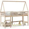 vidaXL Lit superposé et échelle et toit 80x200 cm bois de pin massif