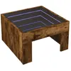 vidaXL Table basse avec LED infini chêne fumé 50x50x30 cm