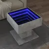 vidaXL Table basse avec LED gris béton 50x50x45 cm bois d'ingénierie