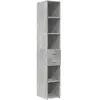vidaXL Buffet haut gris béton 30x42,5x185 cm bois d'ingénierie
