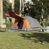 vidaXL Tente familiale tunnel 8 personnes gris et orange imperméable