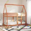 vidaXL Lit superposé avec toit cire marron 80x200cm bois massif de pin