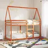 vidaXL Lit superposé avec toit cire marron 90x200cm bois de pin massif