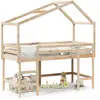 vidaXL Lit superposé et échelle et toit 80x200 cm bois de pin massif
