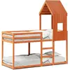 vidaXL Lit superposé avec toit cire marron 90x200cm bois de pin massif