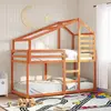 vidaXL Lit superposé avec toit cire marron 80x200cm bois massif de pin