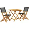 vidaXL Ensemble de bistro 3 pcs noir résine tressée et bois massif