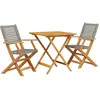 vidaXL Ensemble de bistro 3 pcs gris résine tressée et bois massif