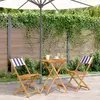 vidaXL Ensemble de bistro 3 pcs bleu et blanc tissu et bois massif
