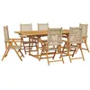 vidaXL Ensemble à manger de jardin 7 pcs beige rotin et bois massif