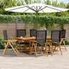 vidaXL Ensemble à manger de jardin 7 pcs noir rotin et bois massif