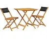 vidaXL Ensemble de bistro 3 pcs noir polypropylène et bois massif