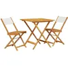 vidaXL Ensemble de bistro 3 pcs blanc crème tissu et bois massif