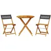 vidaXL Ensemble de bistro 3 pcs noir résine tressée et bois massif