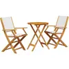 vidaXL Ensemble de bistro 3 pcs blanc crème tissu et bois massif