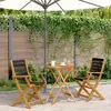 vidaXL Ensemble de bistro 3 pcs noir polypropylène et bois massif