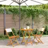 vidaXL Ensemble de bistro 3 pcs blanc crème tissu et bois massif