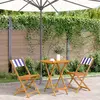 vidaXL Ensemble de bistro 3 pcs bleu et blanc tissu et bois massif