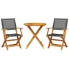 vidaXL Ensemble de bistro 3 pcs noir résine tressée et bois massif