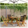vidaXL Ensemble à manger de jardin 5pcs noir polypropylène bois massif