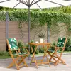vidaXL Ensemble de bistro 3 pcs motif de feuilles tissu et bois massif