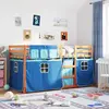 vidaXL Lit superposé avec rideaux bleu 90x190 cm bois pin massif