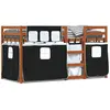 vidaXL Lit superposé avec rideaux blanc/noir 90x200 cm bois pin massif