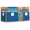 vidaXL Lit superposé avec rideaux bleu 90x200 cm bois pin massif