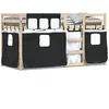 vidaXL Lit superposé avec rideaux blanc/noir 80x200 cm bois pin massif
