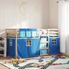 vidaXL Lit superposé avec rideaux bleu 80x200 cm bois pin massif